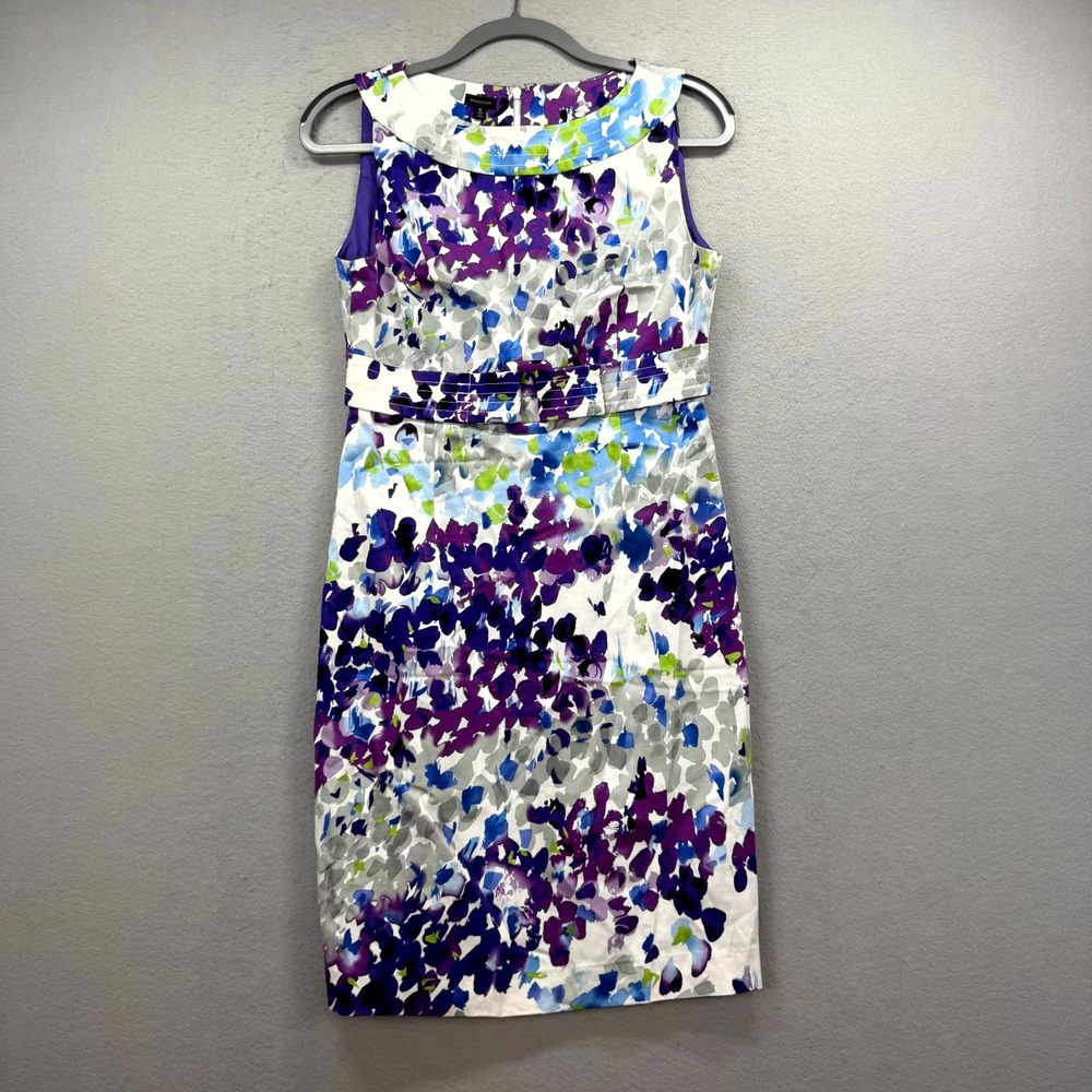 Madison Mini Dress Womens 6 Multi Floral Cotton Sleeveless Empire Waist Back Zip